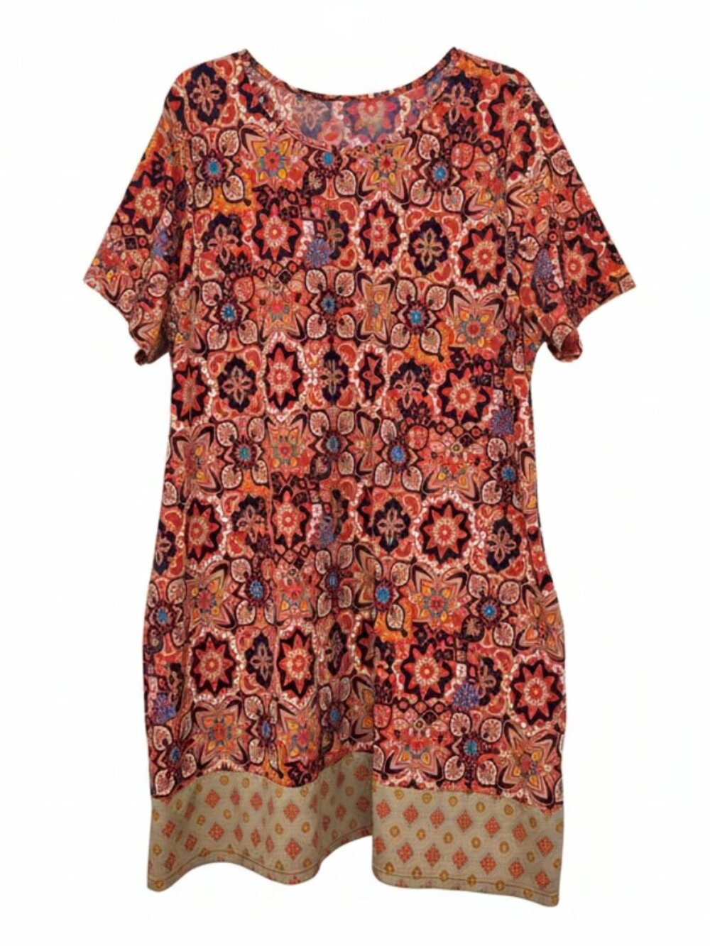 Amber Noon II * Dr. ERUM Ilyas* UPF 50* Orange Floral Dress w/Pockets*Size: 2X